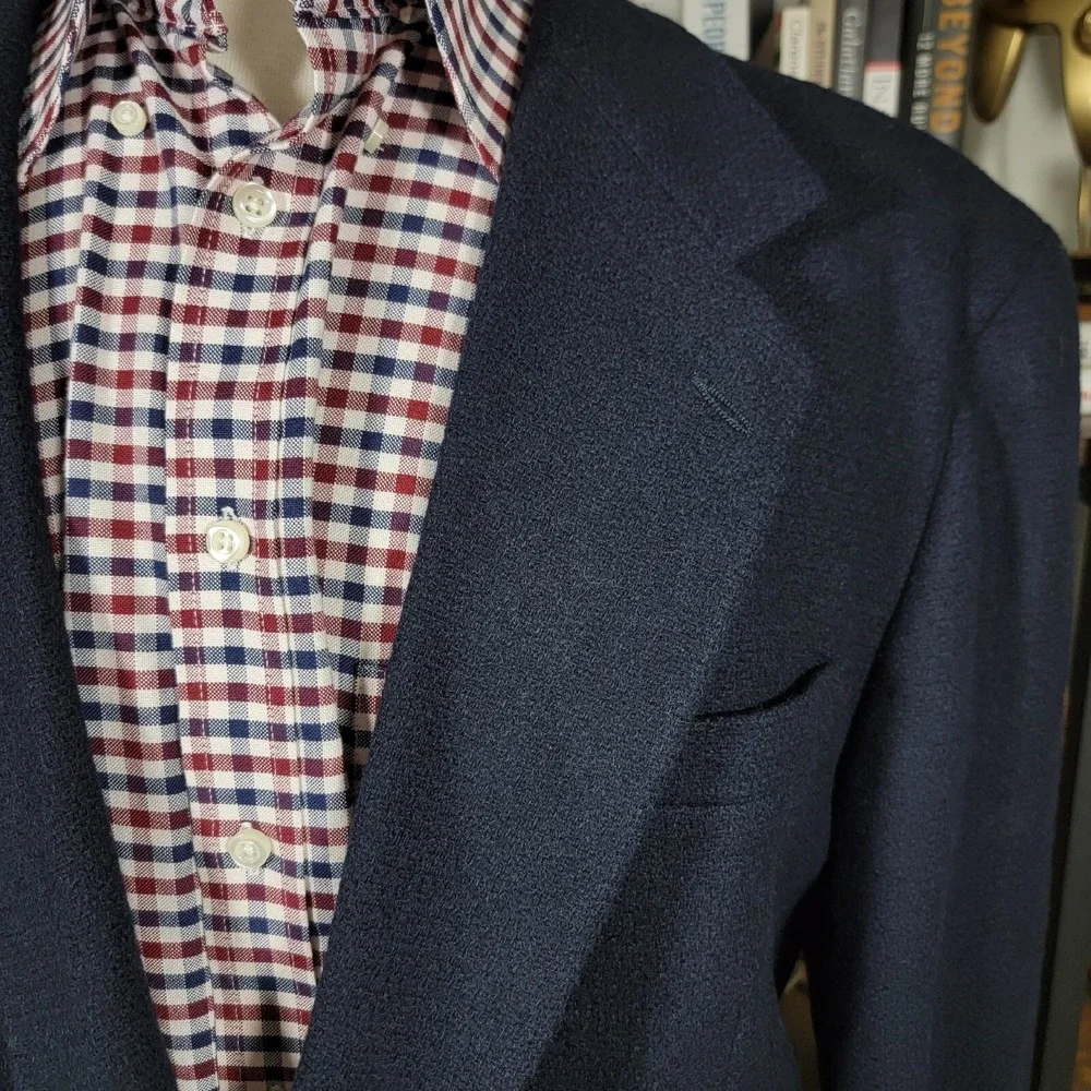Eddie Bauer Men's Sport‎ Coat Blazer Two Button Navy Blue Wool Nylon Size 46T
